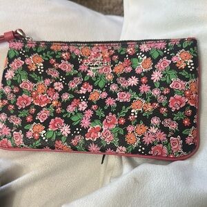 Coach Floral Wristlet - Black and Pink